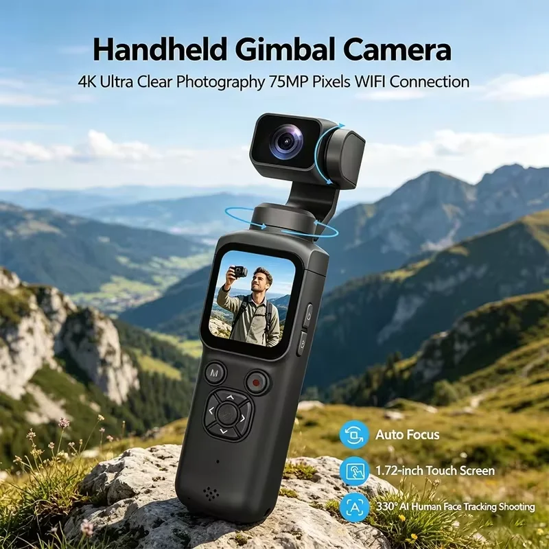 HJD-05 4K Action Camera 330° Face Tracking Gimbal Stabilizer 75MP Pixels WiFi Function Pocket Gimbal Camera for Vlog
HJD-05 4K Action Camera 330° Face Tracking Gimbal Stabilizer 75MP Pixels WiFi Function Pocket Gimbal Camera for Vlog