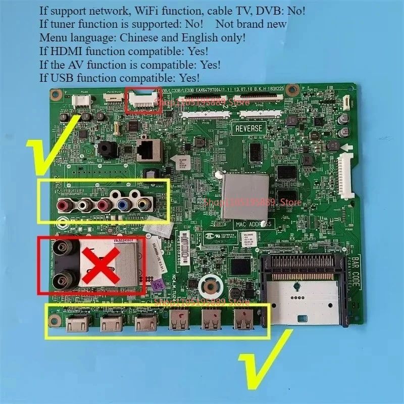 Для EAX64797004(1.1) EAX64797003(1.2) Материнская плата для 42LA660V 42LA690S 47LA660V 55LA740V Основная плата EBT62376627 EBT62596127
Для EAX64797004(1.1) EAX64797003(1.2) Материнская плата для 42LA660V 42LA690S 47LA660V 55LA740V Основная плата EBT62376627 EBT62596127