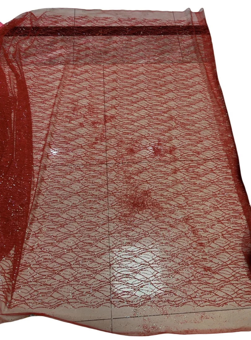 Strip Design Red Color african glitter lace fabric embroidered tulle lace with glued glitter for party dress
Strip Design Red Color african glitter lace fabric embroidered tulle lace with glued glitter for party dress