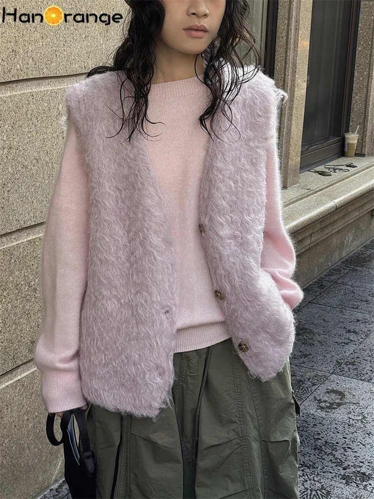HanOrange 2026 Winter Simple Fashion V-neck Plush Button Wool Vest Women Sleeveless Top White/Black/Purple
HanOrange 2026 Winter Simple Fashion V-neck Plush Button Wool Vest Women Sleeveless Top White/Black/Purple
