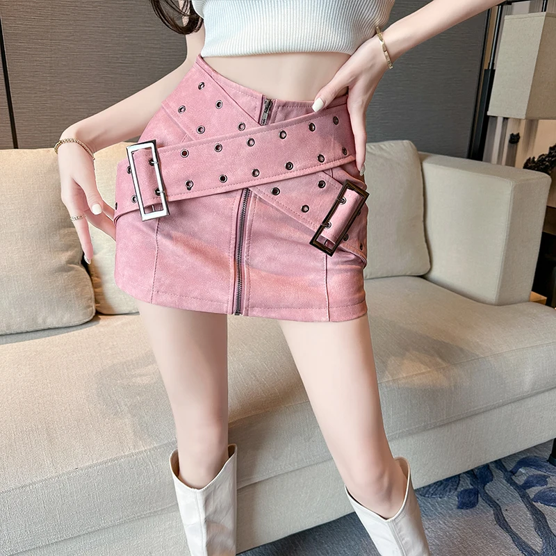 Women's Summer High Street Large Cross Belt Mini Pu Leather Skirt Lady Solid Color Faux Leather Slim A Line Mini Skirt
Women's Summer High Street Large Cross Belt Mini Pu Leather Skirt Lady Solid Color Faux Leather Slim A Line Mini Skirt