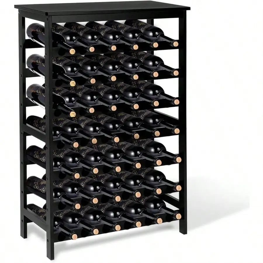 Bamboo Wine Rack Freestanding Floor, 7-Tier 42-Bottle Wine Storage Shelf With Table Top - Black
Bamboo Wine Rack Freestanding Floor, 7-Tier 42-Bottle Wine Storage Shelf With Table Top - Black