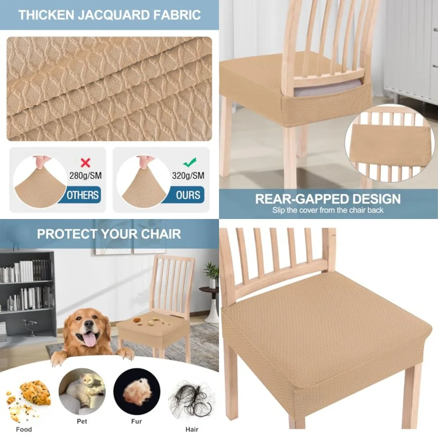 Stretch Jacquard Seat Covers for Dining Room Chairs, Removable Washable Chair Seat Protector Slipcovers, No Rear Covers
Stretch Jacquard Seat Covers for Dining Room Chairs, Removable Washable Chair Seat Protector Slipcovers, No Rear Covers