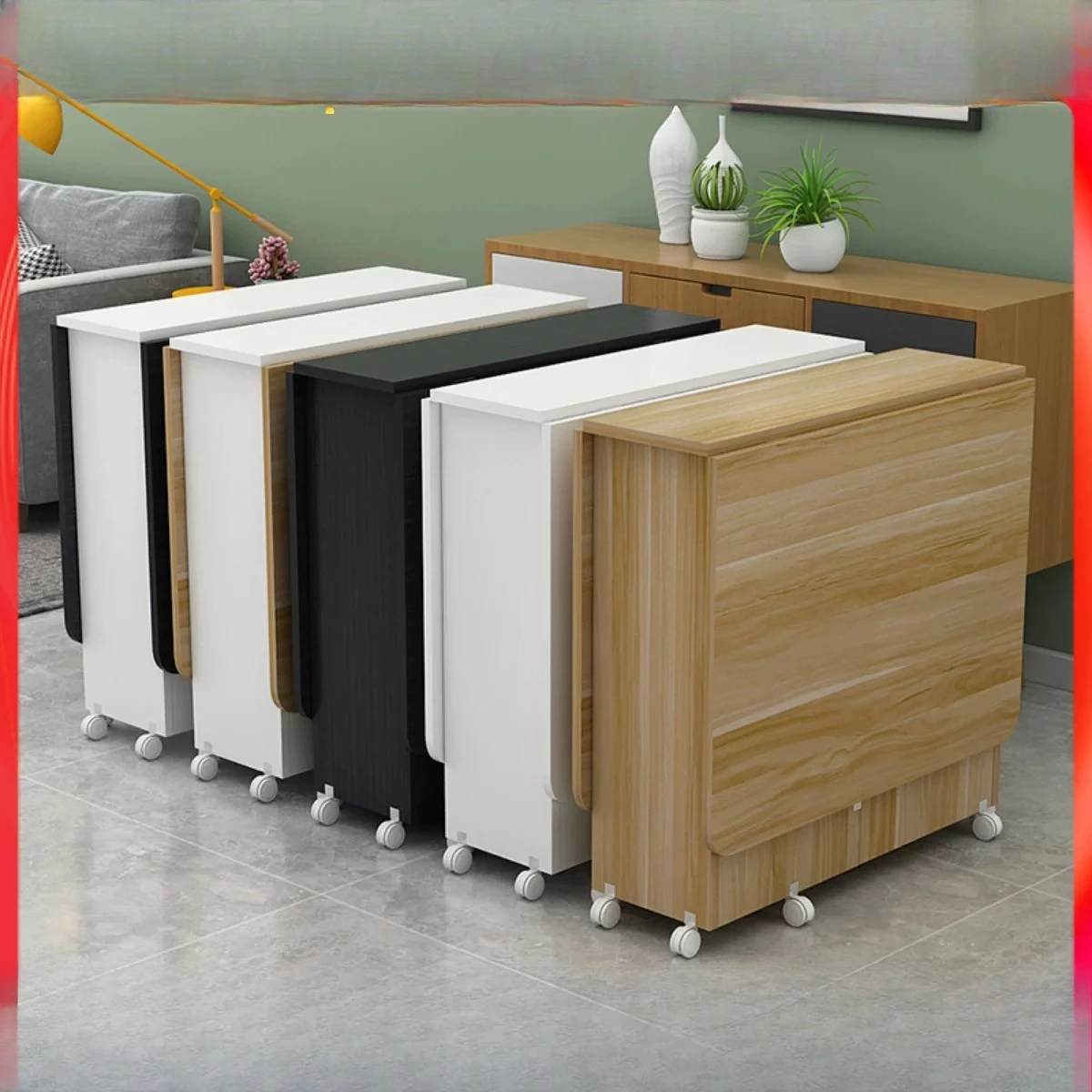 Round folding small apartment household removable rectangular multi-functional dining table with wheels
Round folding small apartment household removable rectangular multi-functional dining table with wheels