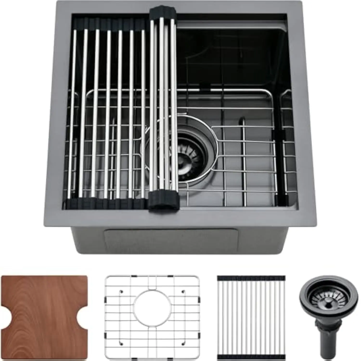 15 英寸 Black Bar Sink, 15X15 Undermount Stainless Steel Kitchen Sink Workstation – Small Single Bowl Wet Bar, Rv Sinks with C
15 英寸 Black Bar Sink, 15X15 Undermount Stainless Steel Kitchen Sink Workstation – Small Single Bowl Wet Bar, Rv Sinks with C