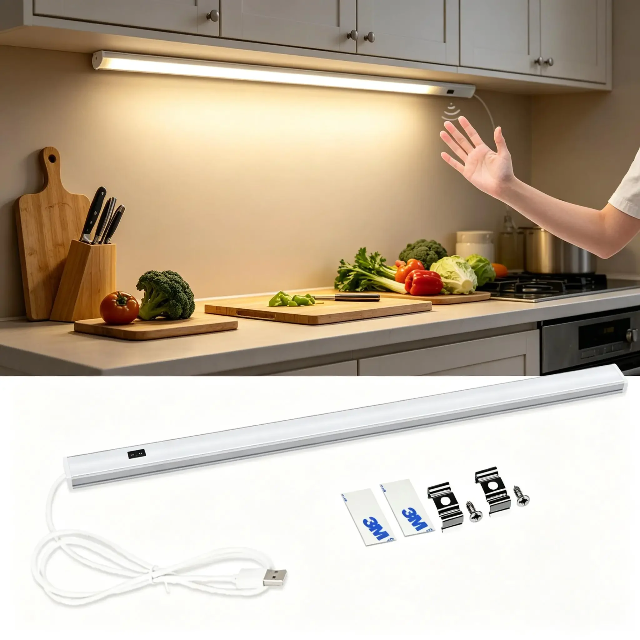 USB 5V Hand Wave Sensor Under Cabinet Light Bar, Aluminum Alloy Body, Cool/Natural/Warm White, 30/40/50cm, Touchless Control
USB 5V Hand Wave Sensor Under Cabinet Light Bar, Aluminum Alloy Body, Cool/Natural/Warm White, 30/40/50cm, Touchless Control