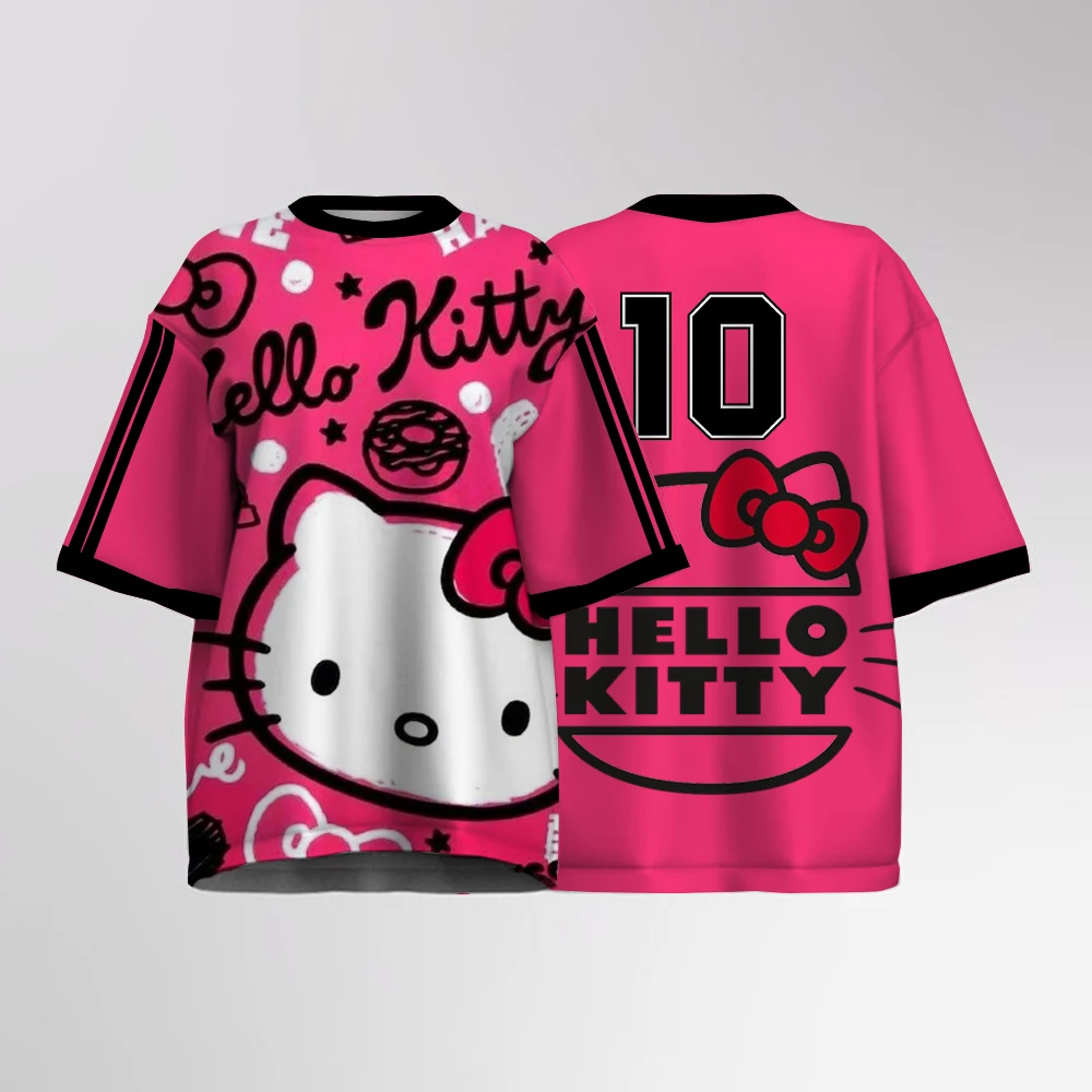 Женская большая вязаная рубашка с принтом Hello Kitty Y2k и цифровой графической печатью, футболка с короткими рукавами, уличная одежда
Женская большая вязаная рубашка с принтом Hello Kitty Y2k и цифровой графической печатью, футболка с короткими рукавами, уличная одежда 
