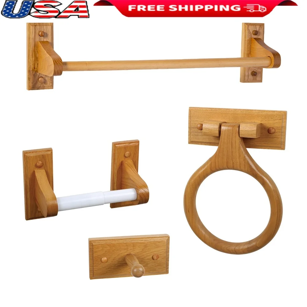 Набор аксессуаров для ванной комнаты из 4 предметов, кольцо для полотенец, держатель для туалетной бумаги, крючок для халата, отделка из массива дерева, медовый дуб, простая установка
Набор аксессуаров для ванной комнаты из 4 предметов, кольцо для полотенец, держатель для туалетной бумаги, крючок для халата, отделка из массива дерева, медовый дуб, простая установка