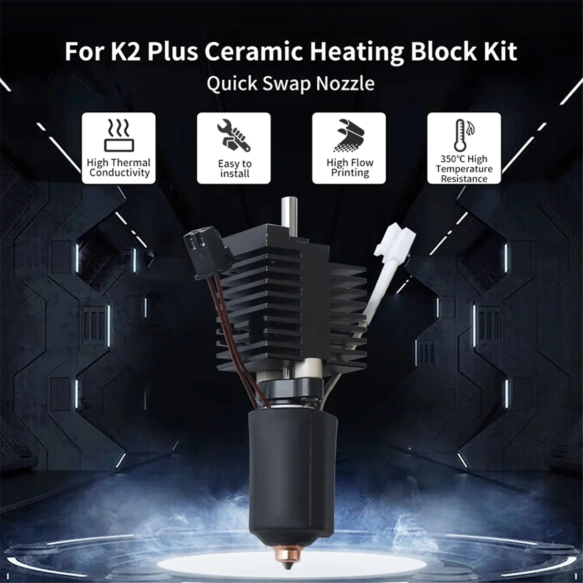 SEMOIC For K2 Plus Ceramic Heating Block Hotend Kit High Temperature Resistance and with High Flow 0.4mm Nozzle
SEMOIC For K2 Plus Ceramic Heating Block Hotend Kit High Temperature Resistance and with High Flow 0.4mm Nozzle