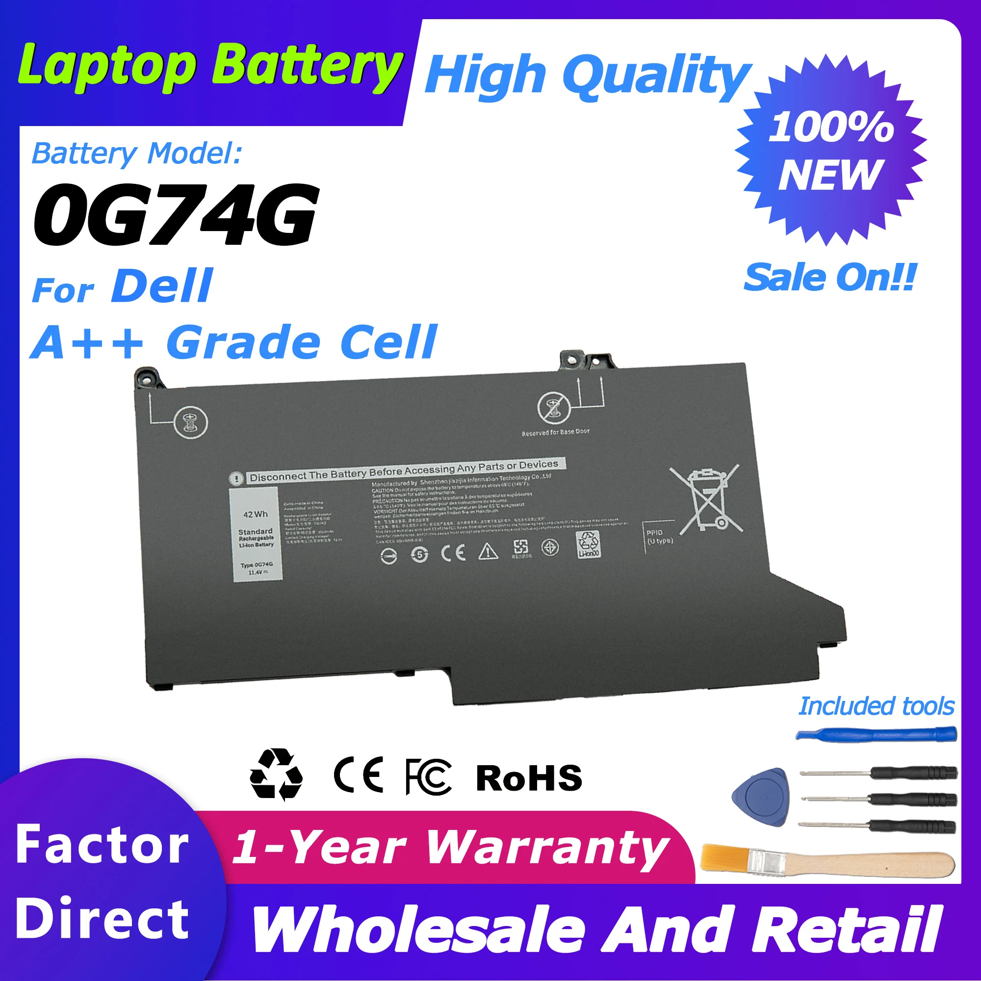 New 0G74G Replacement Battery for DELL Latitude 7300/7400/5300 Series Notebook OG74G 02PFPW 3650mAh Li-Polymer
New 0G74G Replacement Battery for DELL Latitude 7300/7400/5300 Series Notebook OG74G 02PFPW 3650mAh Li-Polymer