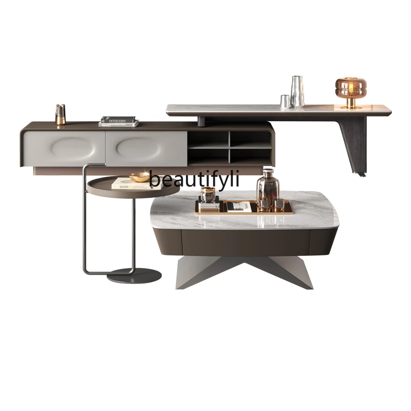 Coffee Table TV Cabinet Combination Living Room Home Light Luxury Modern Italian Minimalist High-End Marble
Coffee Table TV Cabinet Combination Living Room Home Light Luxury Modern Italian Minimalist High-End Marble