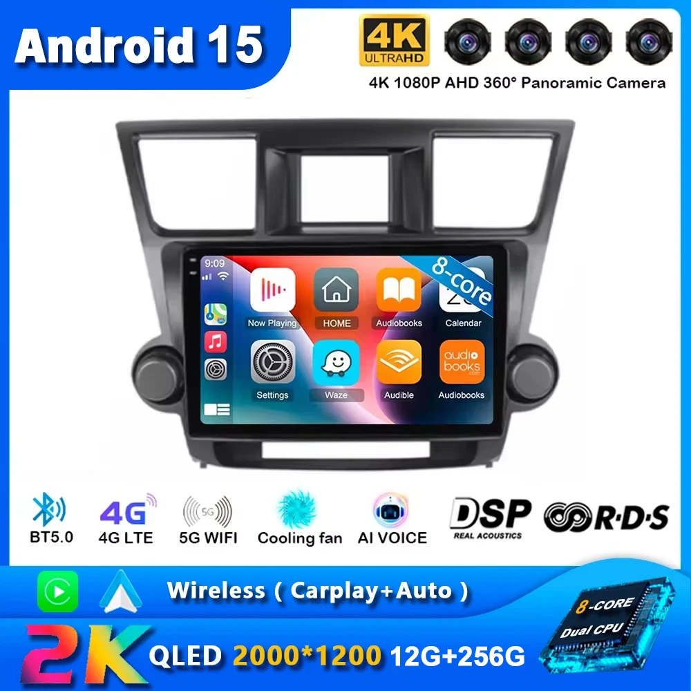 Android 15 Car Radio For Toyota Highlander 2 XU40 2007 - 2013 Navigation Multimedia Player Stereo GPS WiFi+4G DSP Carplay+Auto
Android 15 Car Radio For Toyota Highlander 2 XU40 2007 - 2013 Navigation Multimedia Player Stereo GPS WiFi+4G DSP Carplay+Auto