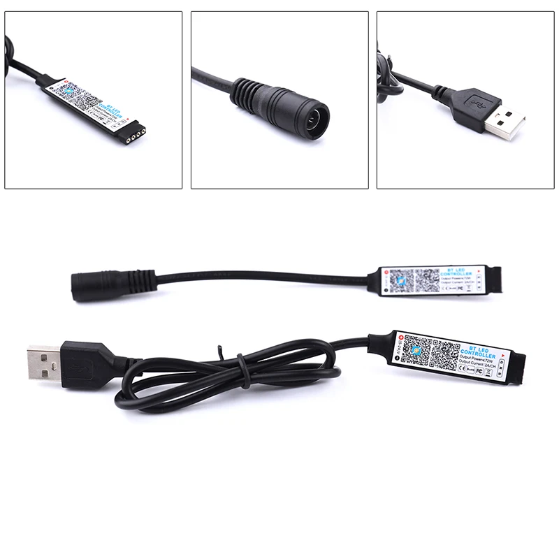 Mini RGB Bluetooth-compatible Controller Music LED Light Strip Controller for RGB Tape Lights Smart APP Control DC 5V