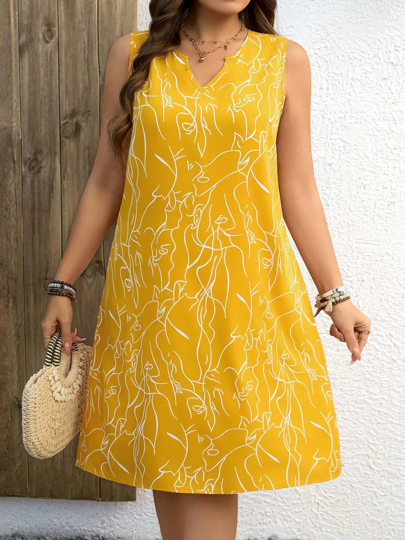 Yellow Sleeveless V-Neck A-Line Floral Print Casual Summer Dress For Women
Yellow Sleeveless V-Neck A-Line Floral Print Casual Summer Dress For Women