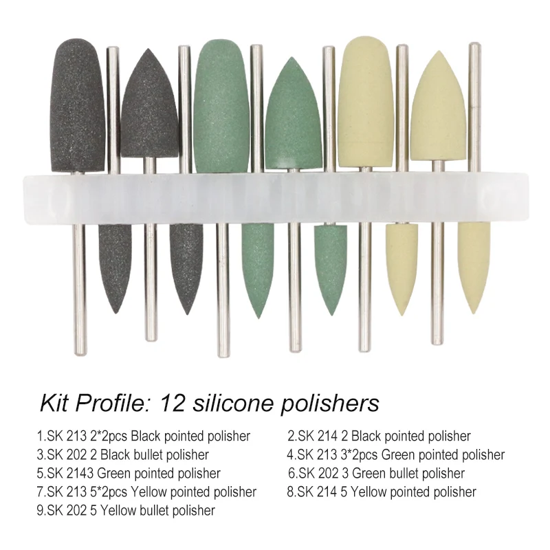 5 Sets Dental Silicone Rubber Polishers Burs 2.35mm Polishing Nail Drill Bit for Low Speed Contra Angle Handpiece
5 Sets Dental Silicone Rubber Polishers Burs 2.35mm Polishing Nail Drill Bit for Low Speed Contra Angle Handpiece