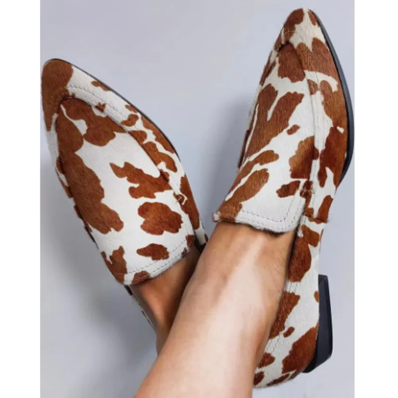 Pointed Toe Cow Print Low Heel Loafers Casual Shoes Size 34-43 Shallow Single Shoes
Pointed Toe Cow Print Low Heel Loafers Casual Shoes Size 34-43 Shallow Single Shoes