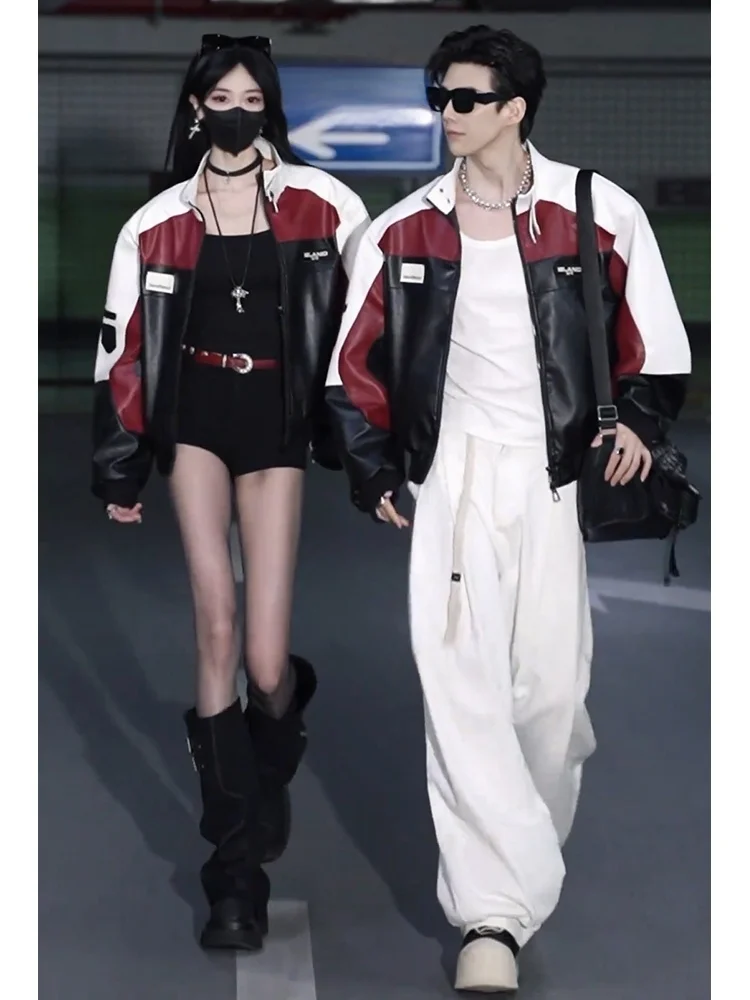 American Style Men's PU Leather Jacket Spring Autumn Color Block Motorcycle Racing Suit Couple Pilot Jacket Casual Loose Fit
American Style Men's PU Leather Jacket Spring Autumn Color Block Motorcycle Racing Suit Couple Pilot Jacket Casual Loose Fit