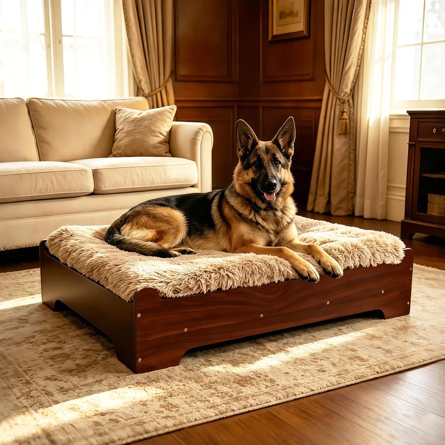 Elevated Dog Bed 37⅜" × 28⅜"×7⅝”,Raised Wooden Dog Bed Frame and Mattress for Large Pets up to 80lbs
Elevated Dog Bed 37⅜" × 28⅜"×7⅝”,Raised Wooden Dog Bed Frame and Mattress for Large Pets up to 80lbs