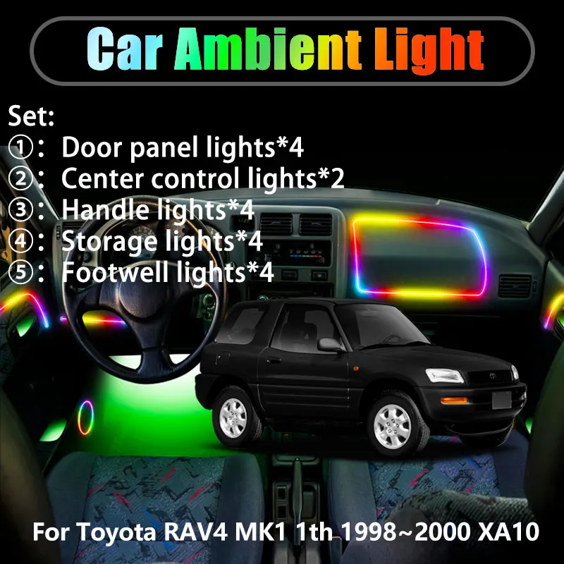 For Toyota RAV4 MK1 1th 1998~2000 XA10 2/18 in 1 Car ambient lighting Led trunk interior led lights USB RGB Ensemble Streamer
For Toyota RAV4 MK1 1th 1998~2000 XA10 2/18 in 1 Car ambient lighting Led trunk interior led lights USB RGB Ensemble Streamer