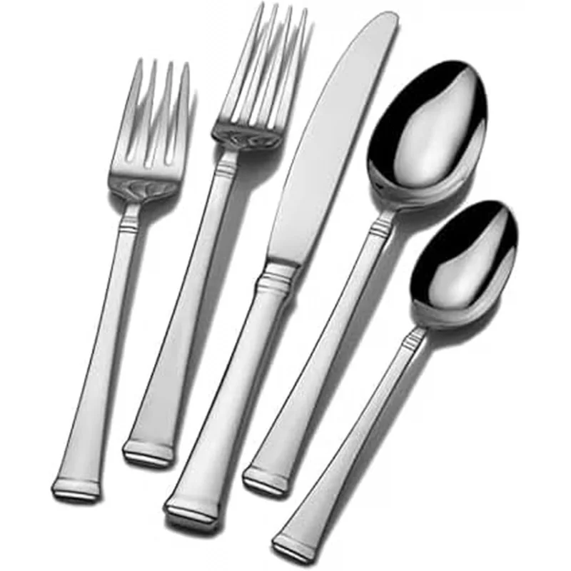 65-Piece Flatware Set for 12, 18/10 Stainless Steel Silverware with Forks, Knives, Spoons, and Serving Utensils, Elegant Design
65-Piece Flatware Set for 12, 18/10 Stainless Steel Silverware with Forks, Knives, Spoons, and Serving Utensils, Elegant Design