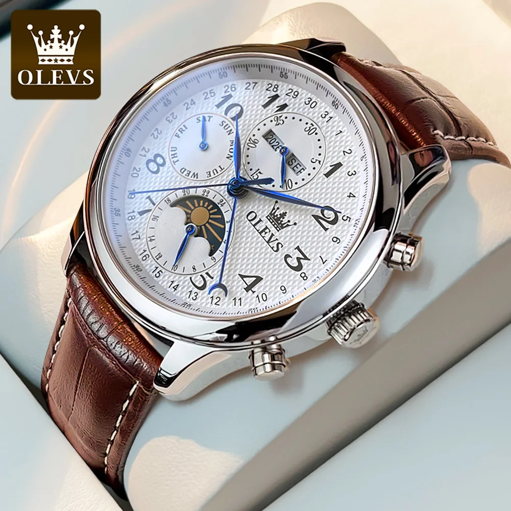 OLEVS 6667 Moon Phase Men's Watches 7 Hands Multi Functional Automatic Mechanical Watches for Man Top Luxury Business Man Watch
OLEVS 6667 Moon Phase Men's Watches 7 Hands Multi Functional Automatic Mechanical Watches for Man Top Luxury Business Man Watch