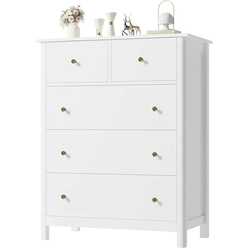 Dresser with 5 Drawers, Tall Chest of Drawers, 5 Drawer Dresser with Deep Space, Wood Storage Cabinet
Dresser with 5 Drawers, Tall Chest of Drawers, 5 Drawer Dresser with Deep Space, Wood Storage Cabinet