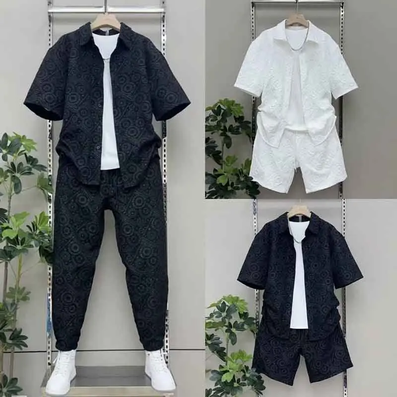 Summer New Couple Suit Casual Two-Piece Handsome Pants Shirt Short Sleeve Jacket Men's Shorts Complete Set
Summer New Couple Suit Casual Two-Piece Handsome Pants Shirt Short Sleeve Jacket Men's Shorts Complete Set