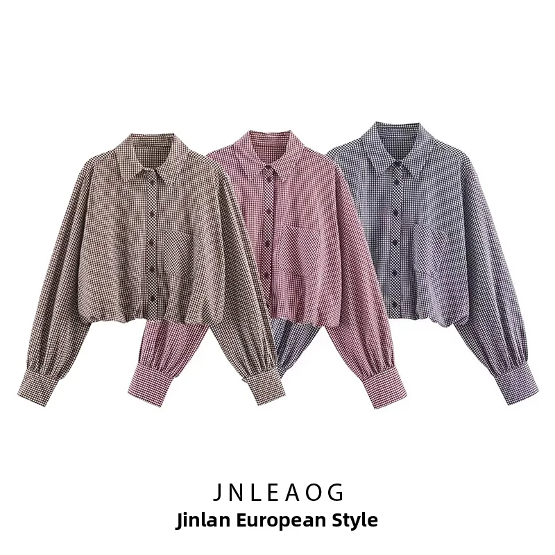 JNLEAOG Summer New Women's Fashion Design Small Grid Pattern Balloon Shirt Long Sleeve Polyester Flip Collar Polyester Fiber
JNLEAOG Summer New Women's Fashion Design Small Grid Pattern Balloon Shirt Long Sleeve Polyester Flip Collar Polyester Fiber