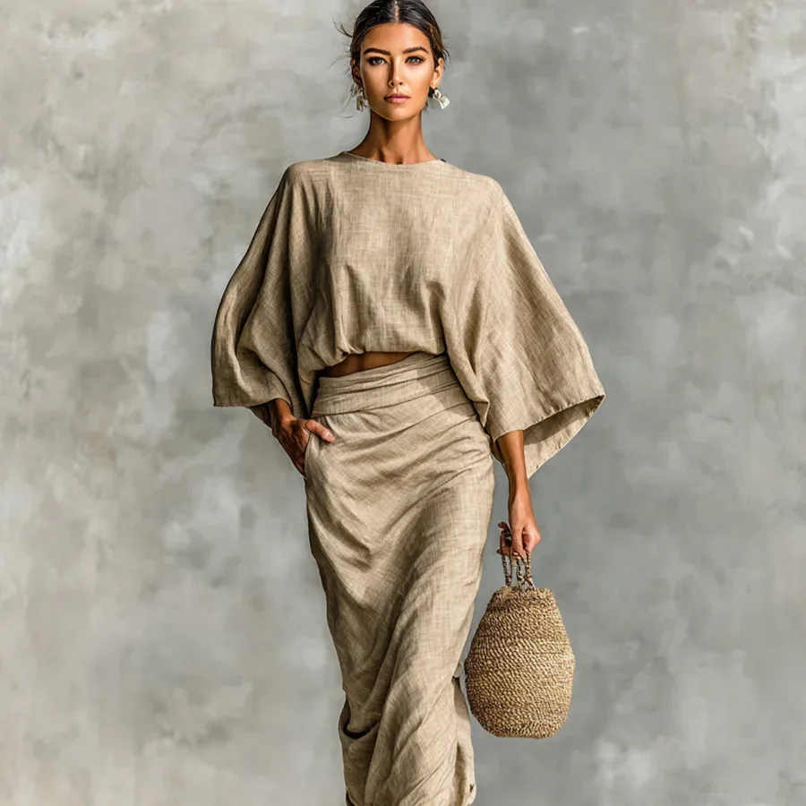 Elegant Solid Color Skirt Two Piece Set Women Fashion Loose Bat Sleeve T Shirt Straight Skirts 2 Piece Sets Temperament Female
Elegant Solid Color Skirt Two Piece Set Women Fashion Loose Bat Sleeve T Shirt Straight Skirts 2 Piece Sets Temperament Female