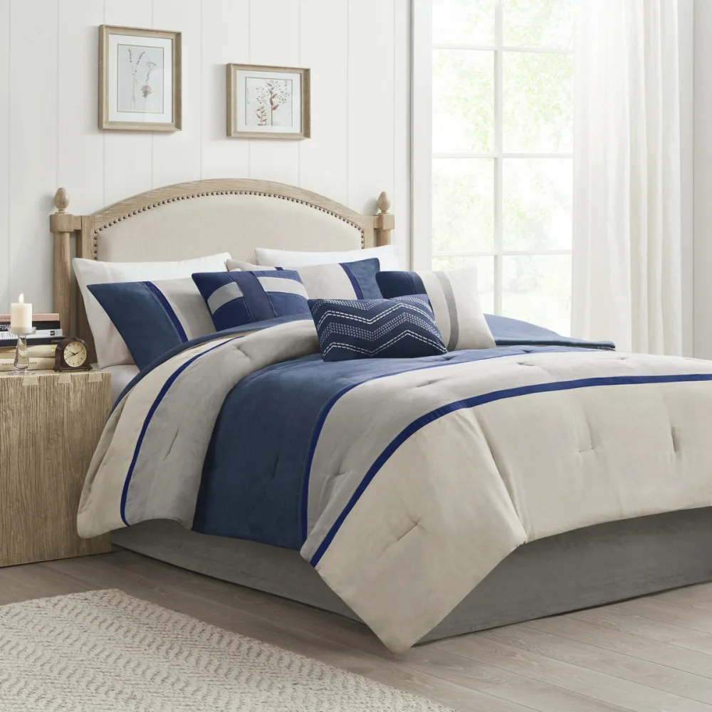 7 Piece Faux Suede Comforter Set Blue Queen
7 Piece Faux Suede Comforter Set Blue Queen