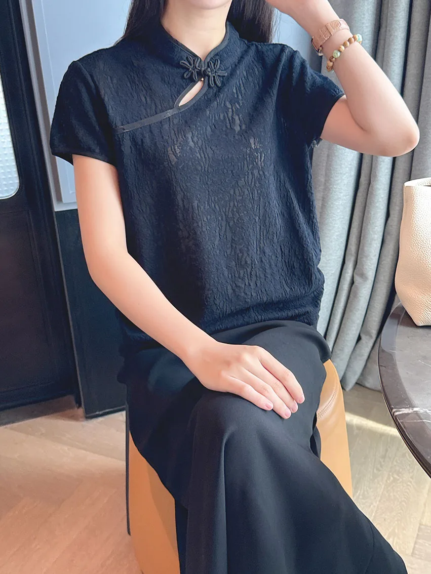 Cool Lightweight ort Sve Hollow out Stand Collar Silk Top Comfortable Eastern Sle Women's Faion Commute irt
Cool Lightweight ort Sve Hollow out Stand Collar Silk Top Comfortable Eastern Sle Women's Faion Commute irt