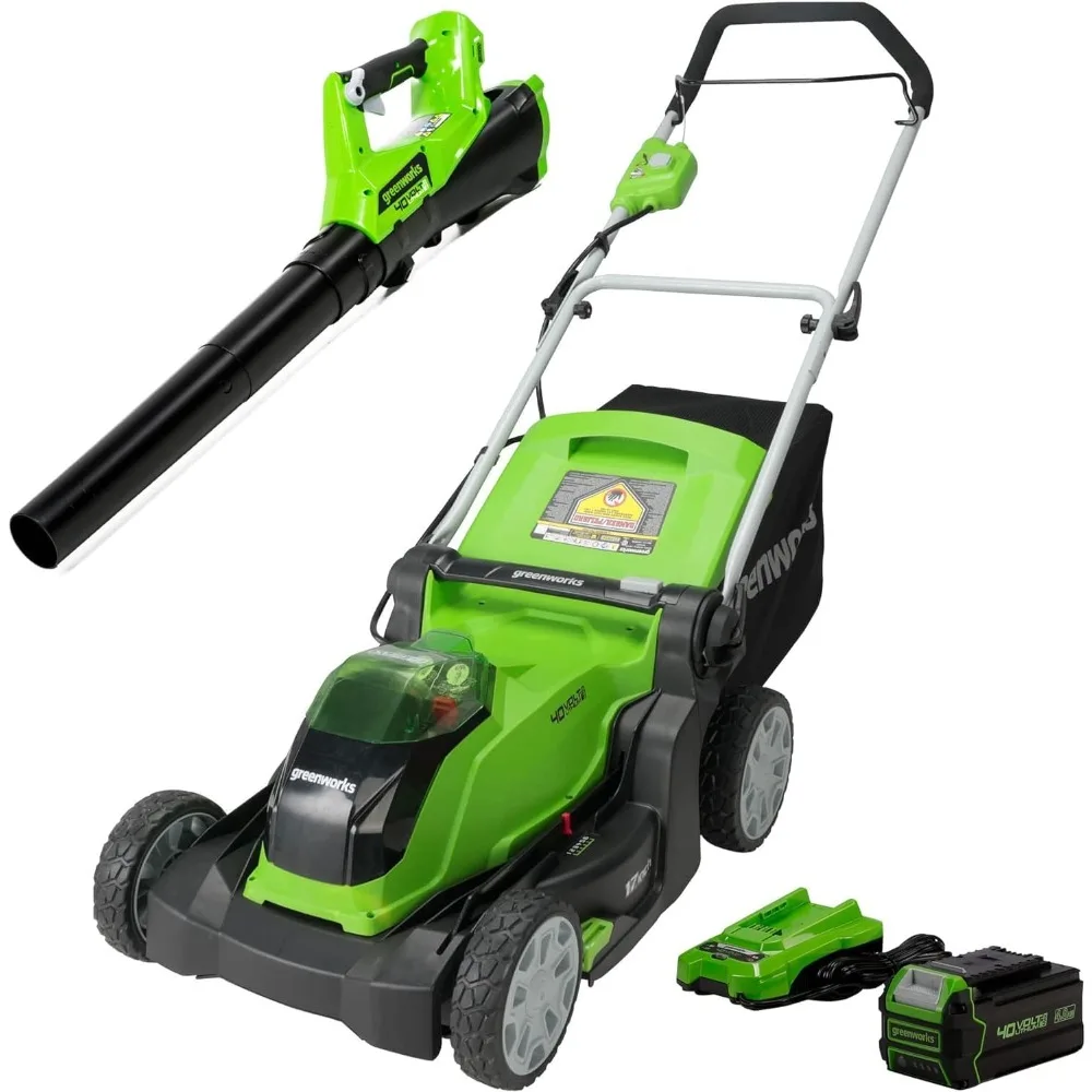 40V 17 inch Cordless Lawn Mower + Axial Leaf Blower with 4Ah Battery and Charger Combo Kit
40V 17 inch Cordless Lawn Mower + Axial Leaf Blower with 4Ah Battery and Charger Combo Kit