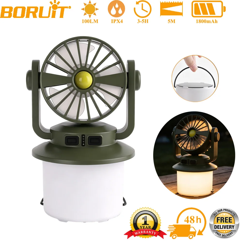BORUiT Outdoor Camping Solar LED Lantern USB Rechargeable 1800mAh With Fan and Hook Handheld Emergency Light For Outdoor Use
BORUiT Outdoor Camping Solar LED Lantern USB Rechargeable 1800mAh With Fan and Hook Handheld Emergency Light For Outdoor Use