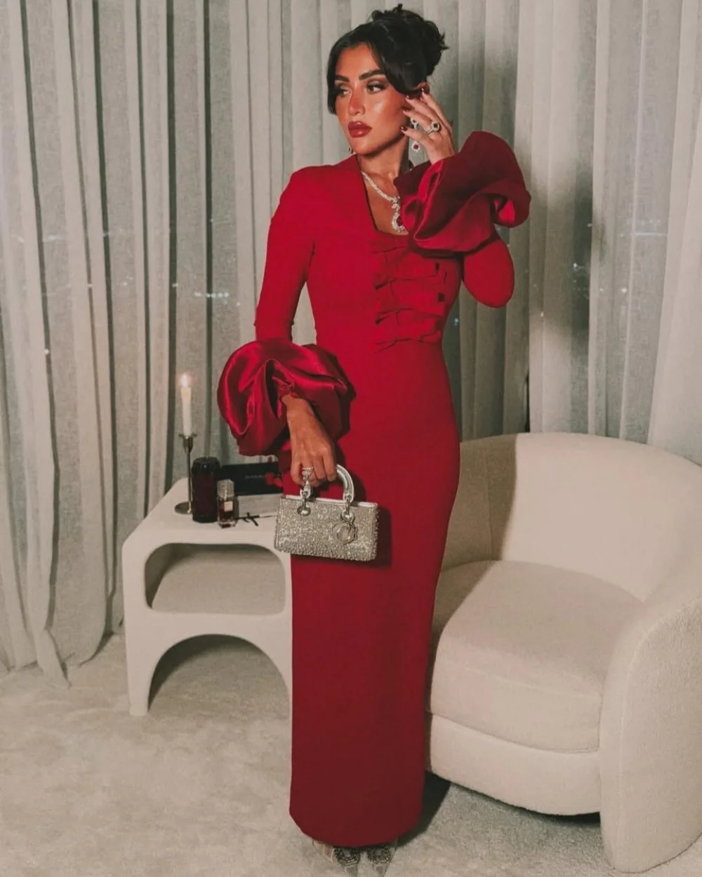Customized Simple Women Jersey Bow Pleat Straight Evening Dress Fashion Square Neck Long Sleeves Ankle Length Dresses Party Gown
Customized Simple Women Jersey Bow Pleat Straight Evening Dress Fashion Square Neck Long Sleeves Ankle Length Dresses Party Gown