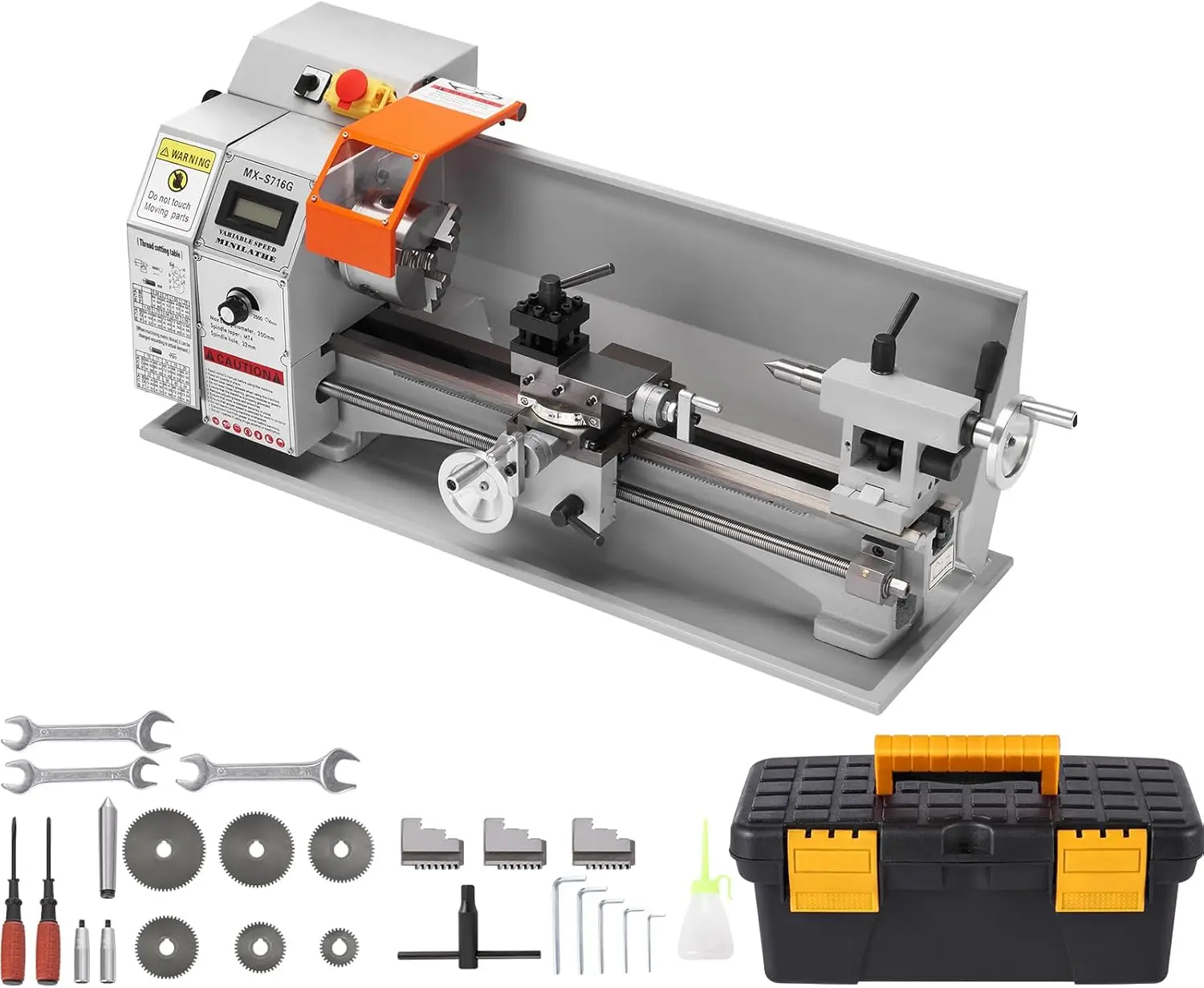 7'' x 16'' Metal Lathe Machine, 800W Precision Benchtop Power Metal Lathe, 150-2500 RPM Continuously Variable Speed
7'' x 16'' Metal Lathe Machine, 800W Precision Benchtop Power Metal Lathe, 150-2500 RPM Continuously Variable Speed