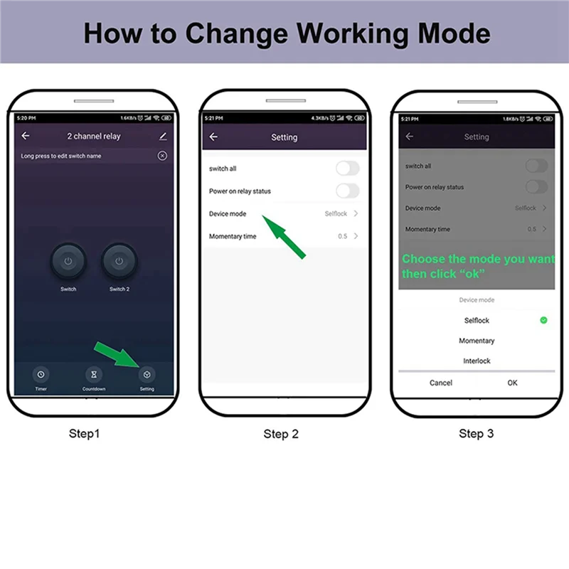 CJSD-2X 2-канальный Wi-Fi релейный модуль с функцией моментального включения/отключения и самоблокирующимся переключателем, управление через приложение Smart Life/Tuya, Wi-Fi релейный модуль
CJSD-2X 2-канальный Wi-Fi релейный модуль с функцией моментального включения/отключения и самоблокирующимся переключателем, управление через приложение Smart Life/Tuya, Wi-Fi релейный модуль