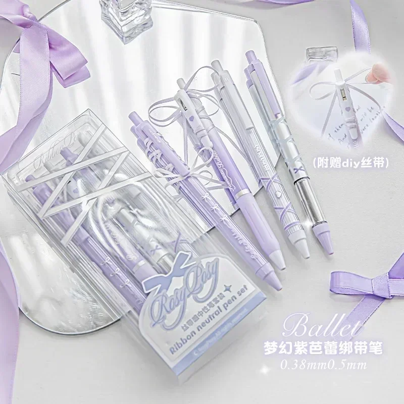4pcs/box Sweet Ballet Series Gel Pen for Girl Chic Korean Pink Blue Color Bow Stationery Student Cute Gel Pens Writing Supplies
4pcs/box Sweet Ballet Series Gel Pen for Girl Chic Korean Pink Blue Color Bow Stationery Student Cute Gel Pens Writing Supplies