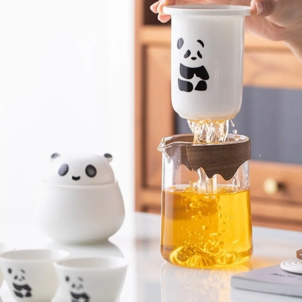 Cartoon Panda Tea Set Cute Anti Heat Hand Grip Portable Tea Set with Storage Bag with Three Cups Chinese Congou Tea Set
Cartoon Panda Tea Set Cute Anti Heat Hand Grip Portable Tea Set with Storage Bag with Three Cups Chinese Congou Tea Set