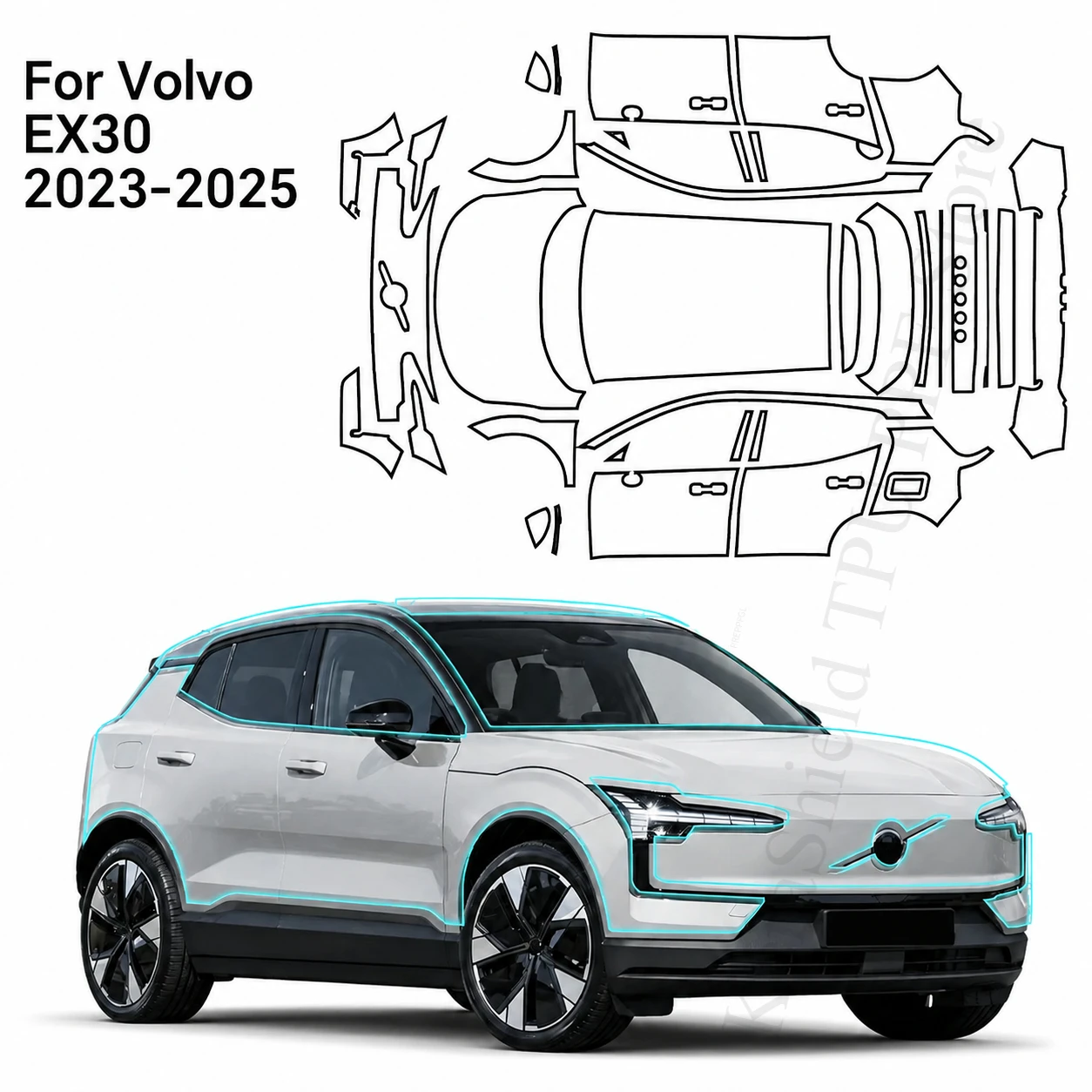 For Volvo EX30 2023-2025 8.5Mil TPU Scratch Resistant Kit Car Paint Protection Film Clear Bra Pre-cut PPF Self-adhesive Sticker
For Volvo EX30 2023-2025 8.5Mil TPU Scratch Resistant Kit Car Paint Protection Film Clear Bra Pre-cut PPF Self-adhesive Sticker