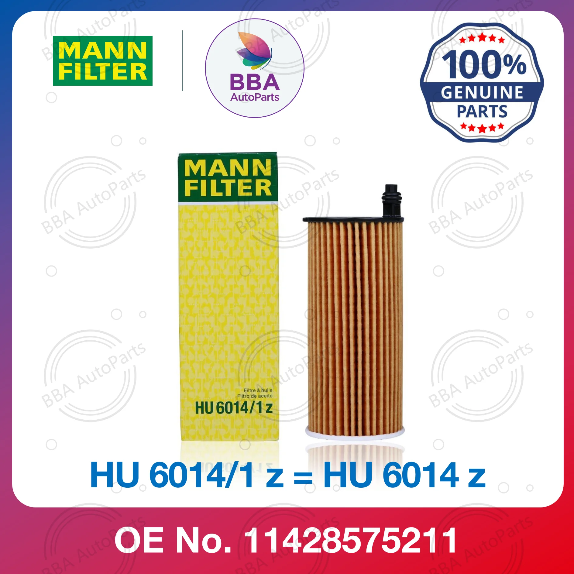 Mann HU6014/1z oil filter for BMW 318i 320i 330i 325i 528Li 530Li 535Le X3 X5 Z4 with OE 11428575211
Mann HU6014/1z oil filter for BMW 318i 320i 330i 325i 528Li 530Li 535Le X3 X5 Z4 with OE 11428575211