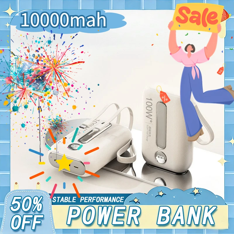 Портативное зарядное устройство 100 Вт, внешний аккумулятор с быстрой зарядкой USB-C, 20000 мАч, большая емкость для iPhone, Xiaomi, Huawei, Samsung
Портативное зарядное устройство 100 Вт, внешний аккумулятор с быстрой зарядкой USB-C, 20000 мАч, большая емкость для iPhone, Xiaomi, Huawei, Samsung