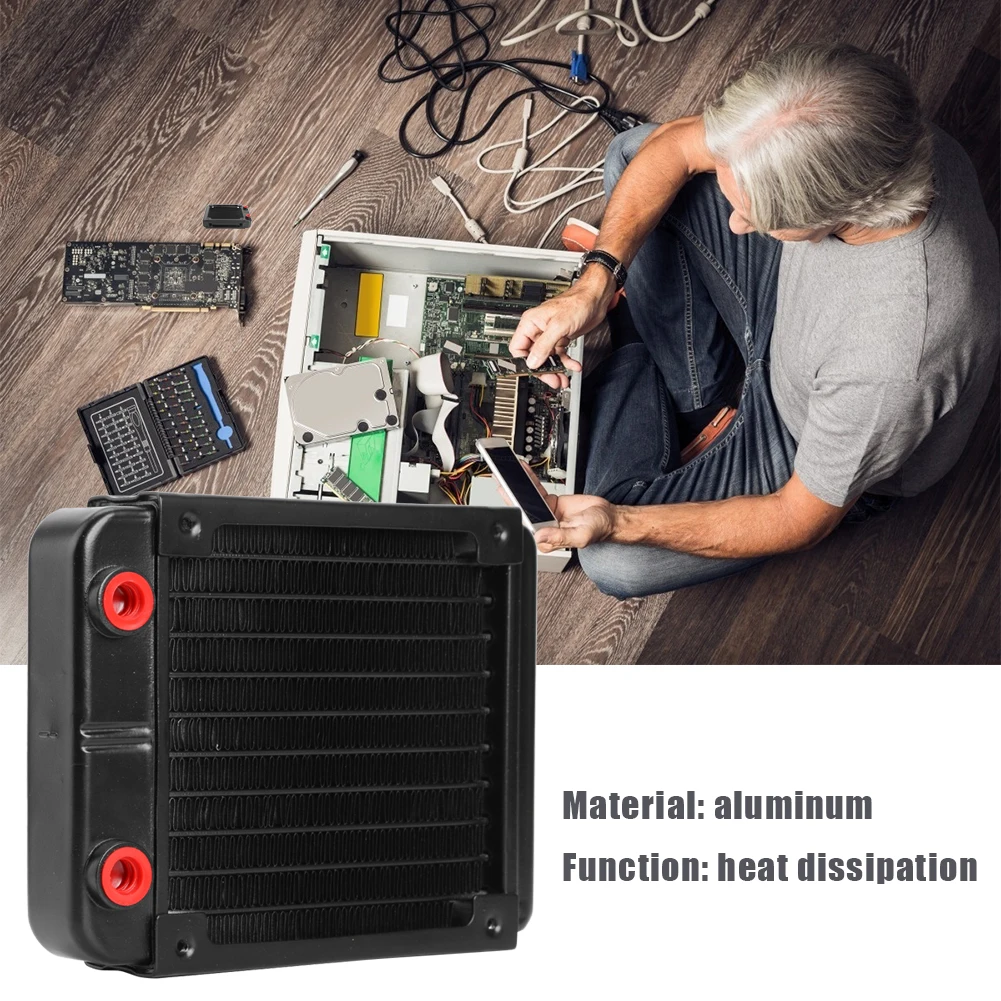 120mm Water Cooling Radiator G1/4 Thread Heat Row Radiator 10 Pipe PC Cooler Heatsink Computer PC Water Cooling System Part
120mm Water Cooling Radiator G1/4 Thread Heat Row Radiator 10 Pipe PC Cooler Heatsink Computer PC Water Cooling System Part