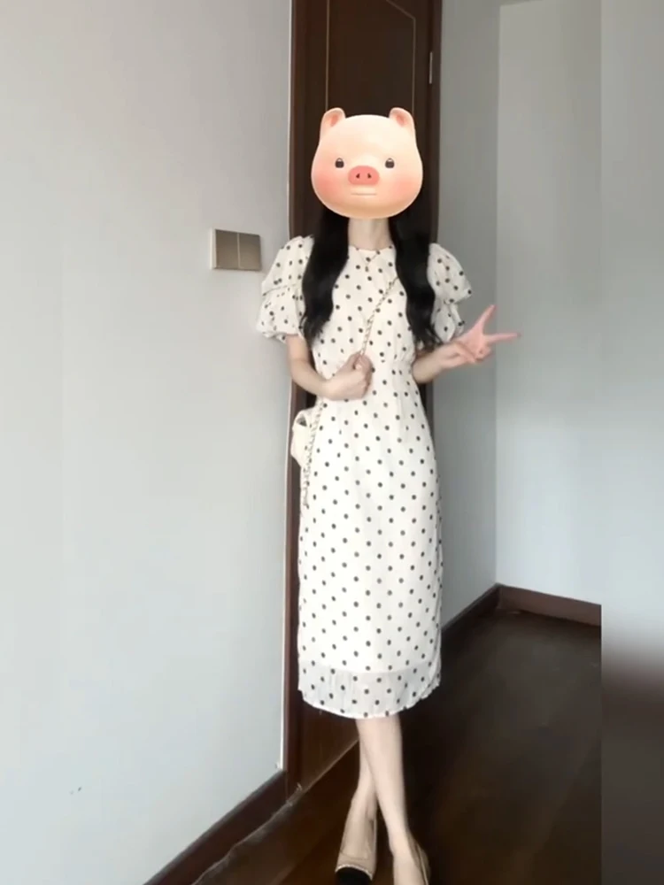 XZY Sweet Polka Dot Bubble Sleeve Dress Women's Summer Anti-Aging Tea Break Skirt Korean Style Straight Cut plus Size Dress
XZY Sweet Polka Dot Bubble Sleeve Dress Women's Summer Anti-Aging Tea Break Skirt Korean Style Straight Cut plus Size Dress