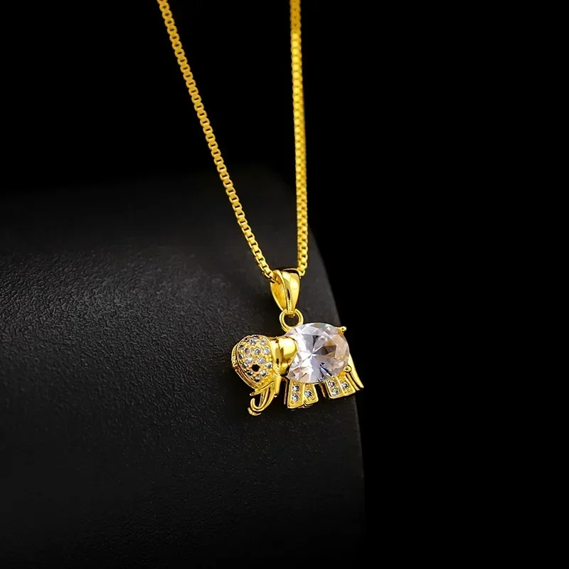 9999 Real Gold 24K Women's Zircon Short Necklace Micro-inlaid Diamond Gold Baby Elephant Pendant Necklace
9999 Real Gold 24K Women's Zircon Short Necklace Micro-inlaid Diamond Gold Baby Elephant Pendant Necklace