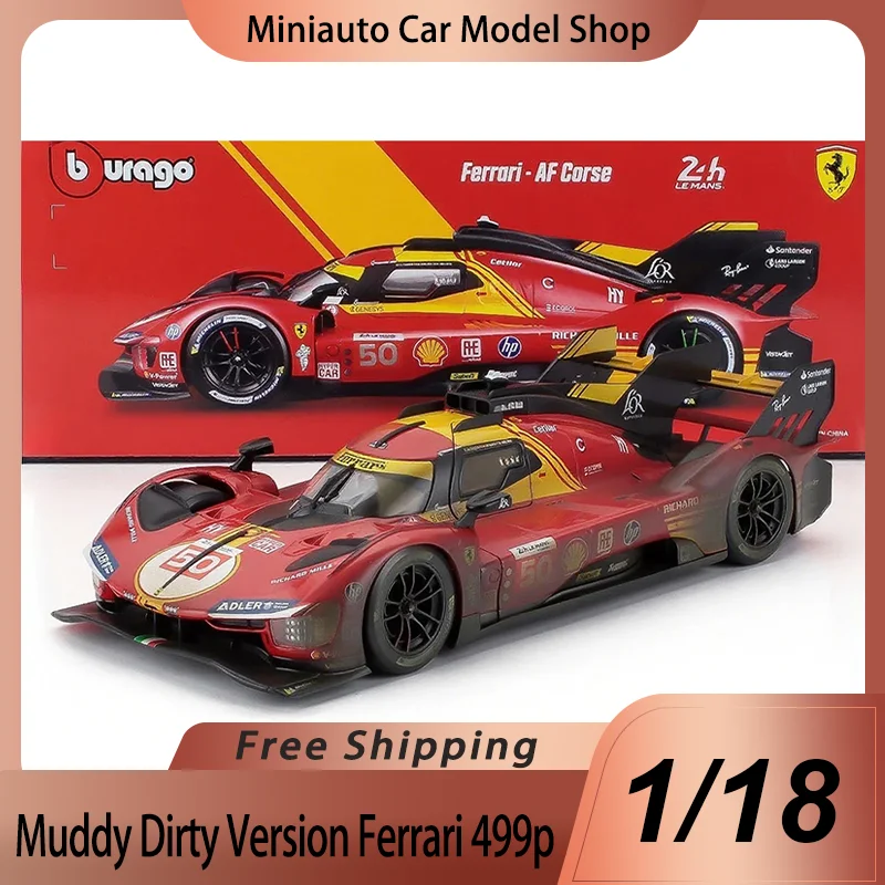 New In Stock Bburago 1:18 Muddy Dirty Version Ferrari 499p Champion 2024 24h Lemans Racing #50 Alloy Miniature Diecast Model Toy
New In Stock Bburago 1:18 Muddy Dirty Version Ferrari 499p Champion 2024 24h Lemans Racing #50 Alloy Miniature Diecast Model Toy