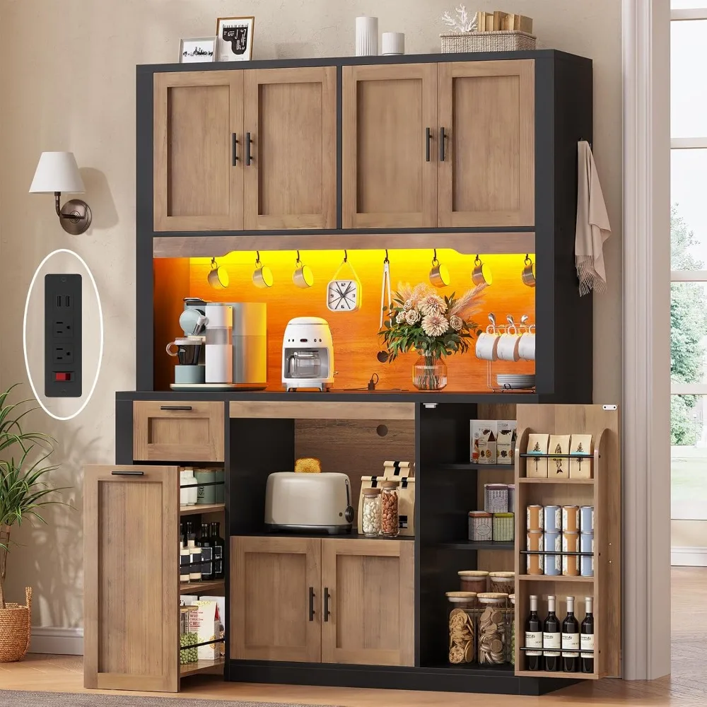 71" Pantry Cabinet with Charging Station and LED Light, Kitchen Pantry Cabinet , 47.2" Wide Kitchen Storage Cabinets
71" Pantry Cabinet with Charging Station and LED Light, Kitchen Pantry Cabinet , 47.2" Wide Kitchen Storage Cabinets