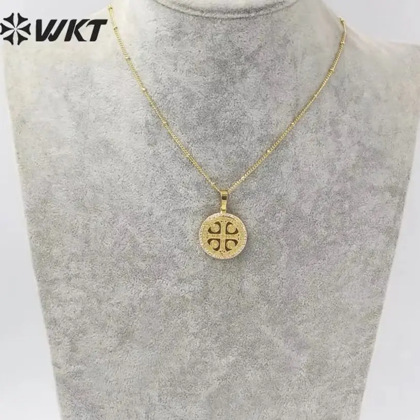 WT-MN969 Женское ожерелье с гальваническим покрытием, круглый религиозный крест, желтая латунь, золотистый металл, круглая подвеска-монета, модная распродажа
WT-MN969 Женское ожерелье с гальваническим покрытием, круглый религиозный крест, желтая латунь, золотистый металл, круглая подвеска-монета, модная распродажа