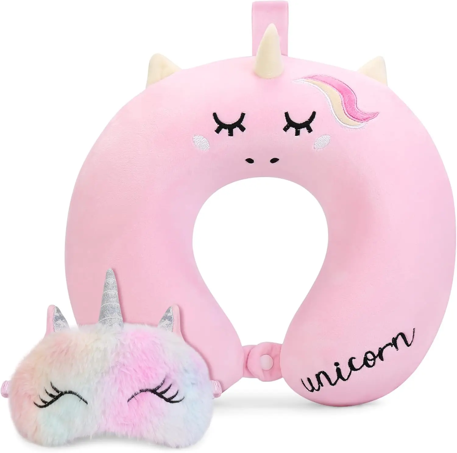 Unicorn Travel Neck Pillow for Kids with Eye Mask, Memory Foam Support for Airplane and Car Trips, Pink Gift
Unicorn Travel Neck Pillow for Kids with Eye Mask, Memory Foam Support for Airplane and Car Trips, Pink Gift