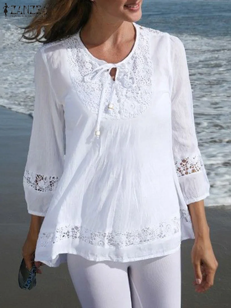 Women Lace Crochet Blouse ZANZEA 2023 Fashion Summer Lace Top Casual Patchwork Shirts Casual 3/4 Sleeve Hollow Out Tunic Blusas
Women Lace Crochet Blouse ZANZEA 2023 Fashion Summer Lace Top Casual Patchwork Shirts Casual 3/4 Sleeve Hollow Out Tunic Blusas