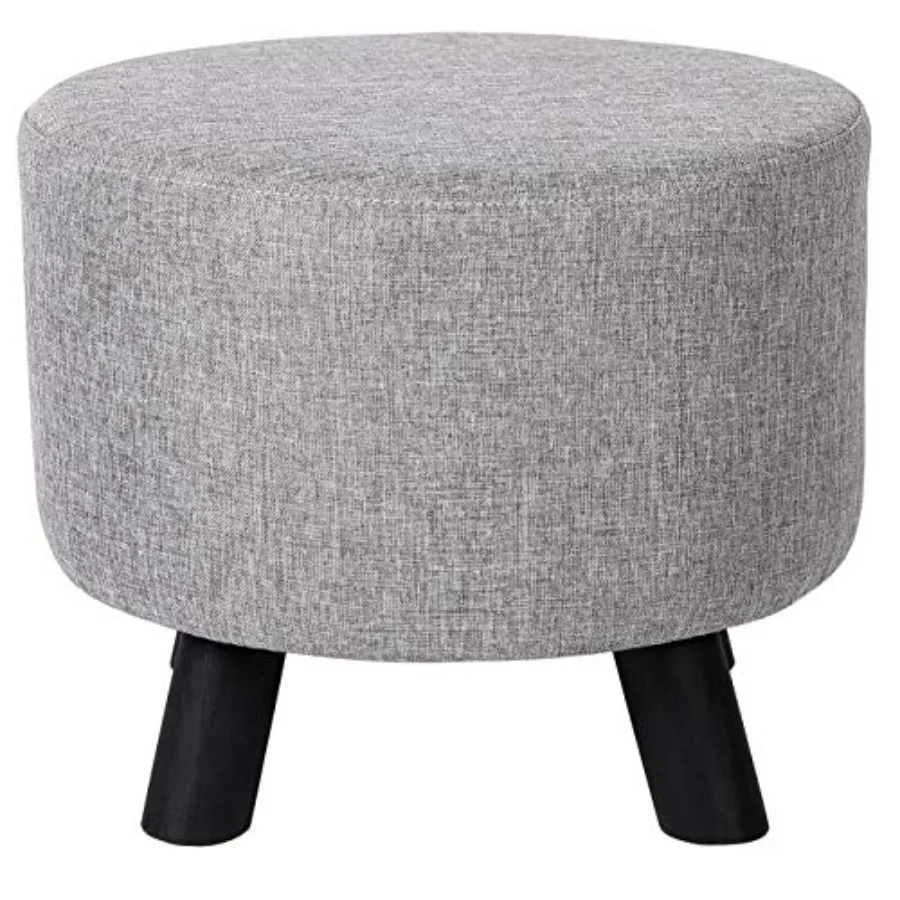 Grey Linen Feet Stool Ottoman Soft Compact Round Padded Seat Living Room and Bedroom Black Wood Legs Upholstered Decorative Fur
Grey Linen Feet Stool Ottoman Soft Compact Round Padded Seat Living Room and Bedroom Black Wood Legs Upholstered Decorative Fur